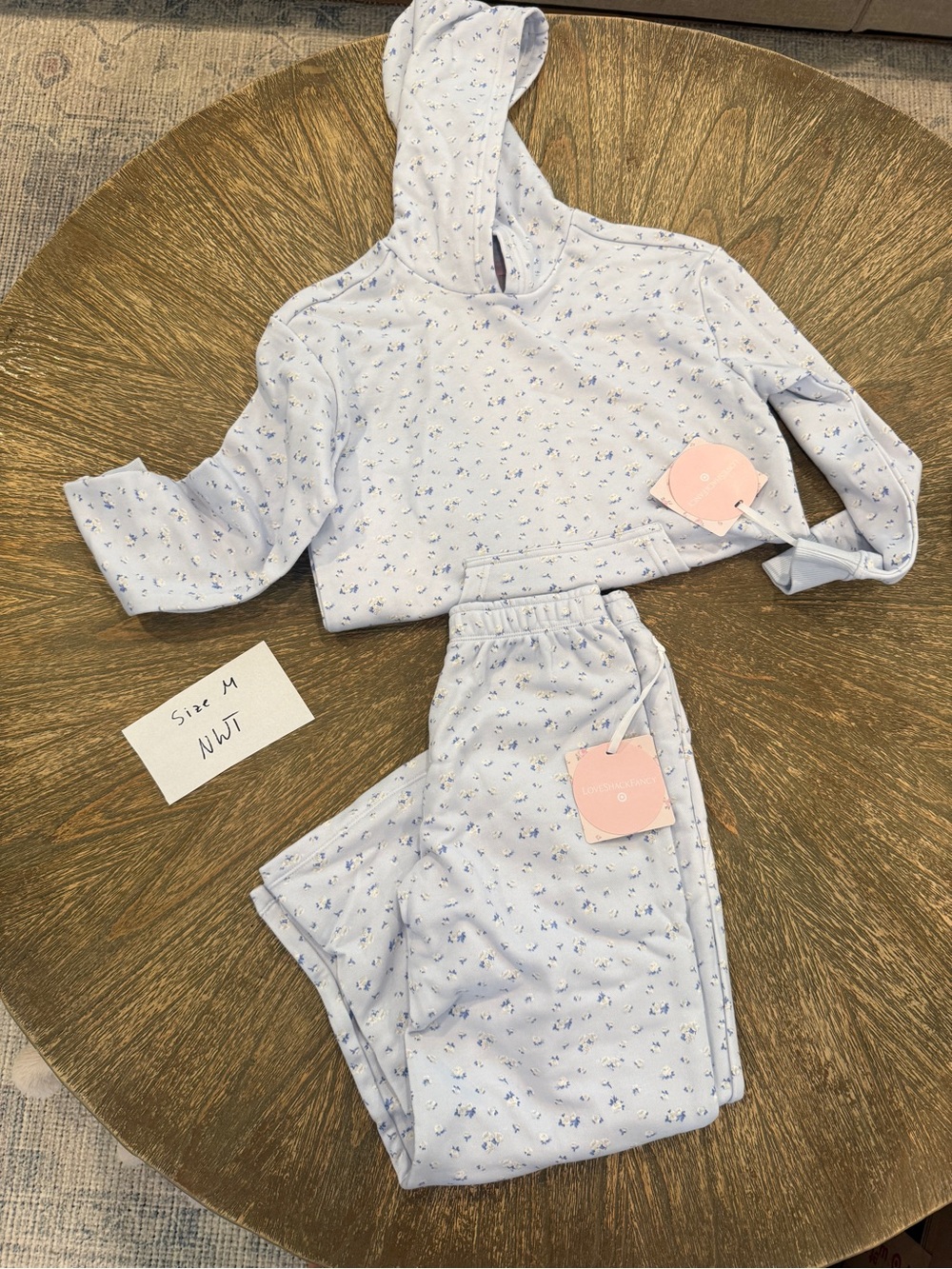 LoveShackFancy x Target Light Blue Floral Hoodie & Jogger Set